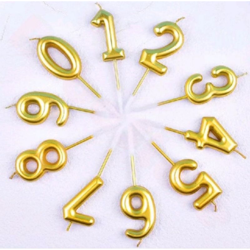 lilin angka emas/lilin angka metalik emas. starpartypgs