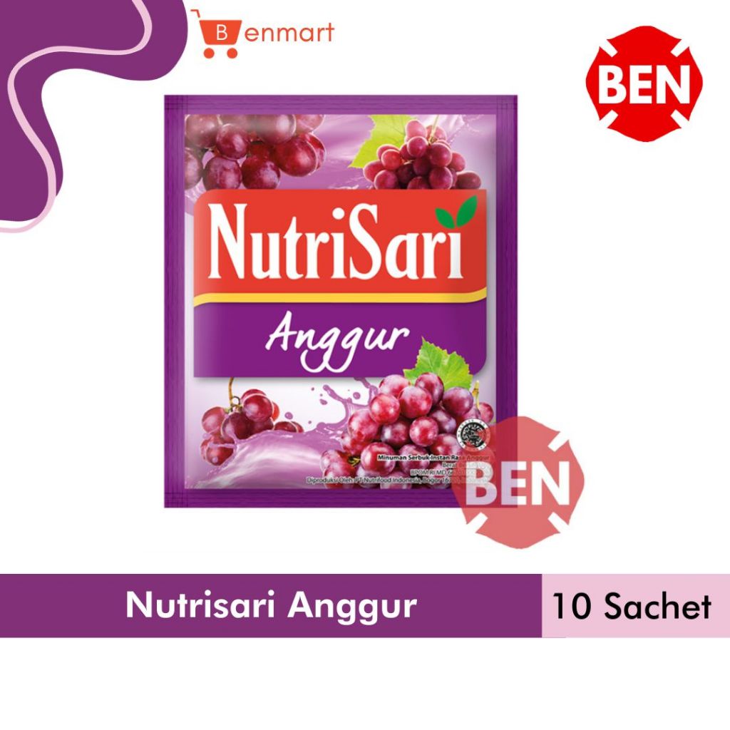 

Nutrisari Anggur 1 Renceng 10 Sachet Pcs - Nutri Sari Rasa Grape