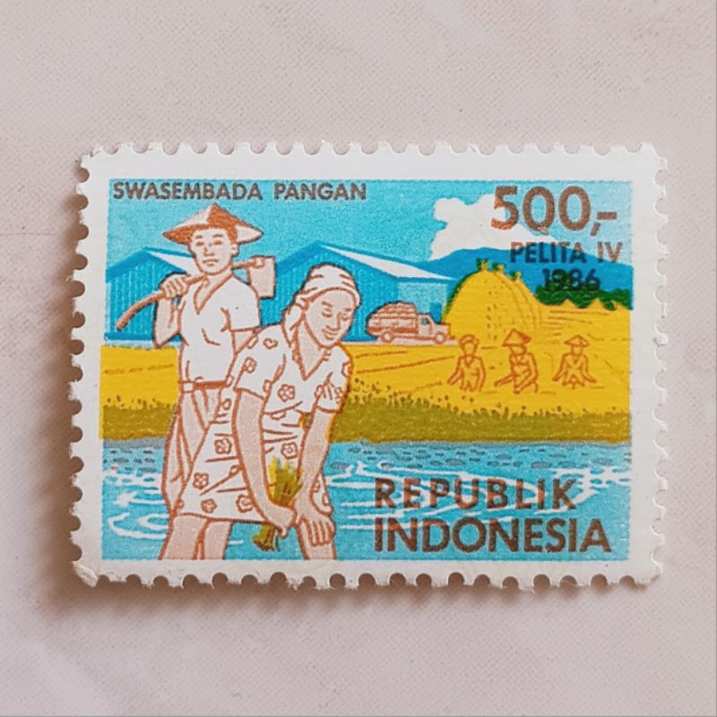 

(AA) Perangko Indonesia 1986 Pelita IV - Swasembada Pangan 500 rupiah Mint