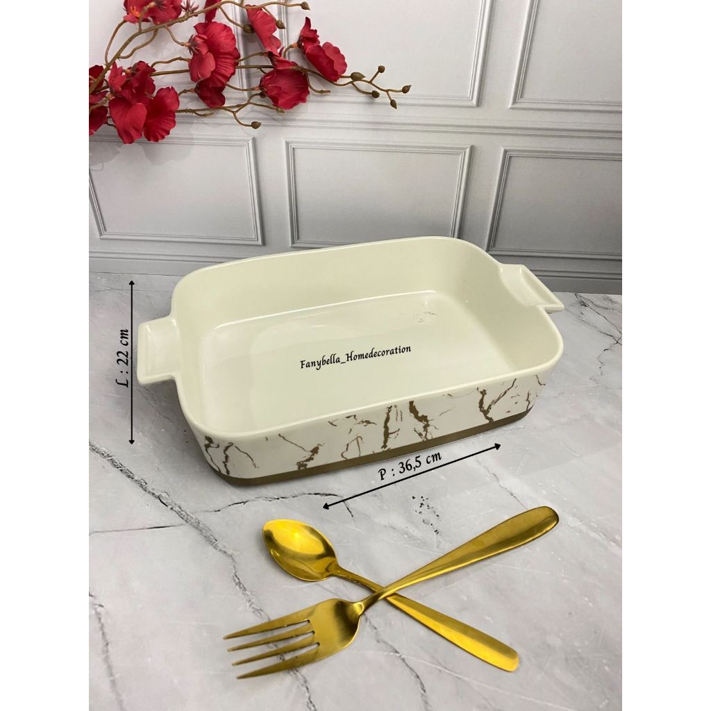 Prasmanan Set Keramik Tanpa Tutup Mewah Import Gold Emas Motif Marble Tempat Saji Makanan QUEEN ROSE