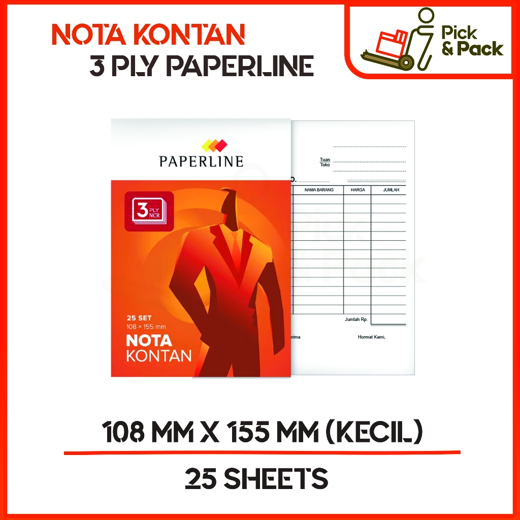 

Nota Kontan 3 ply NCR UKURAN KECIL (108mm*155mm) merk Excelindo / NOTA KONTAN 3 PLY / NOTA KONTAN NCR 3 PLY
