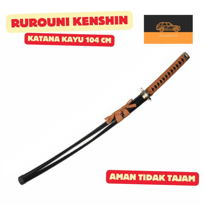 Replika Pedang Bahan Kayu Samurai Katana Rurouni Kenshin 104 cm