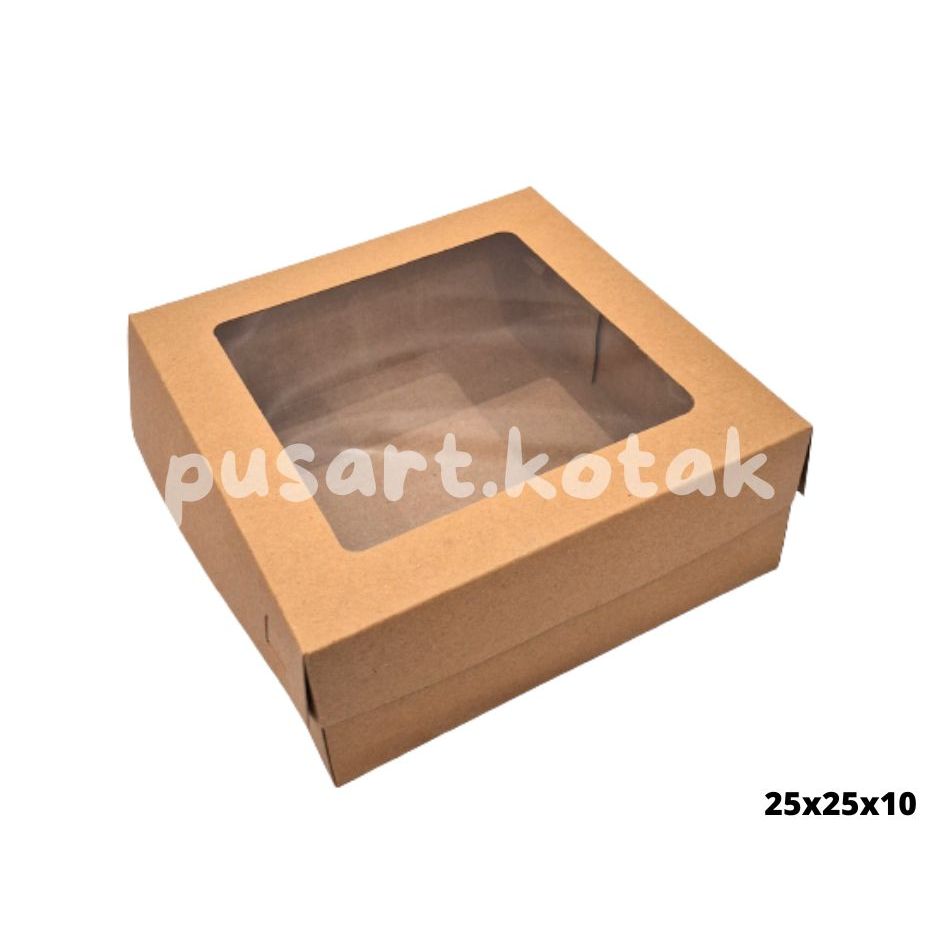 

Box Packaging Dus Kotak 25x25x10 Laminasi Jendela/Dus Tart/Dus Puding/Chiffon