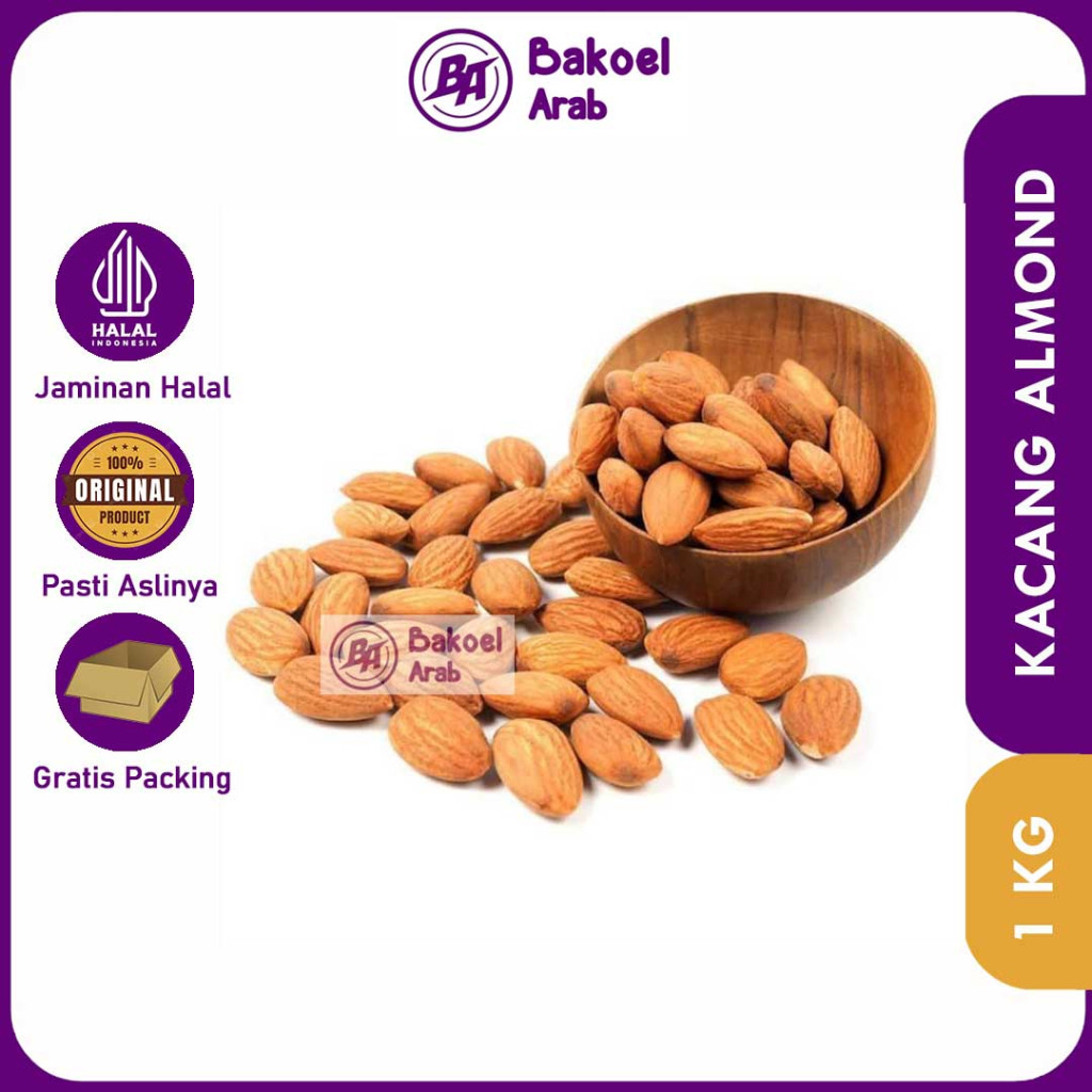 

KACANG ALMOND Kupas 1KG Matang Tanpa Kulit Premium Berkualitas Di Panggang Bergizi Bagus Untuk Kesehatan Oleh Oleh Haji Umrah