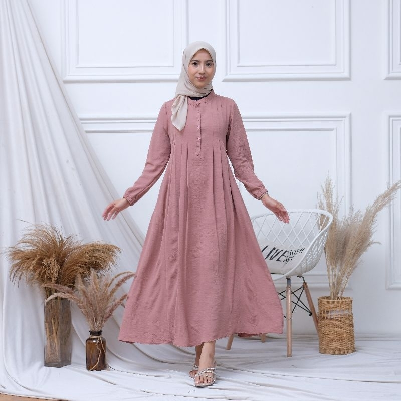 Zora - Gamis Zie Bahan Crinkle Airflow