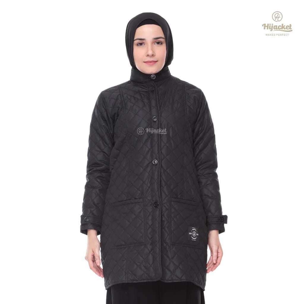 HIJACKET - Jaket Hijaber BELVA Black Ebony | Jaket Wanita Panjang | Outerwear For Hijaber