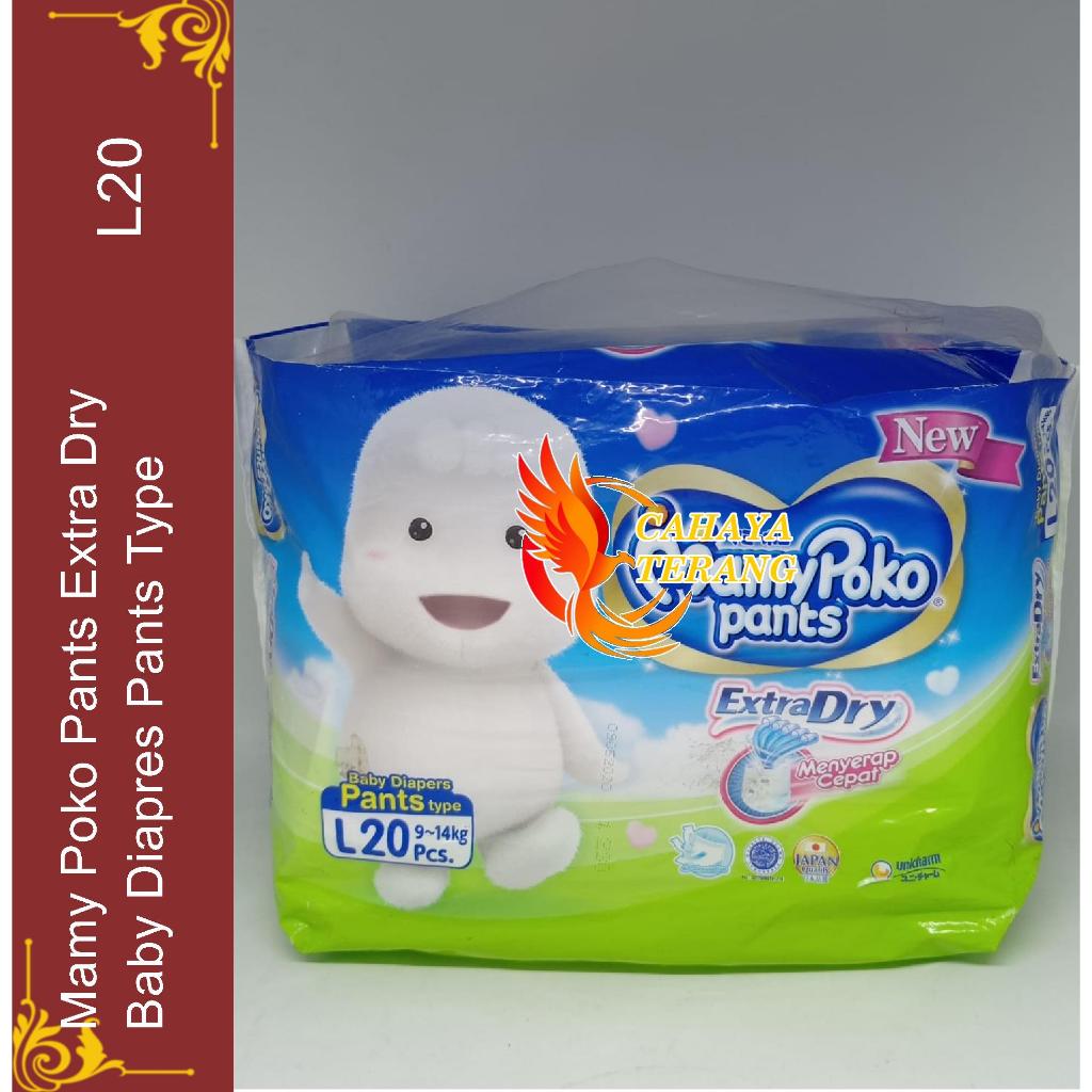 MamyPoko Pants Extra Dry L20 Popok Celana Sekali Pakai Mamy Poko Ukuran L 20