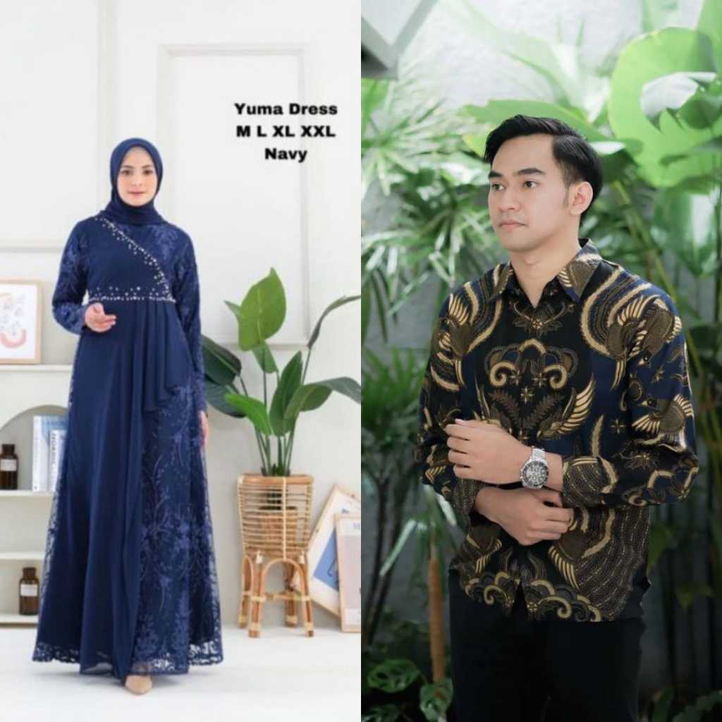 Gamis couple Brokat mix katun Dress sarimbit terbaru seragam keluarga kondangan lamaran bridesmaid G
