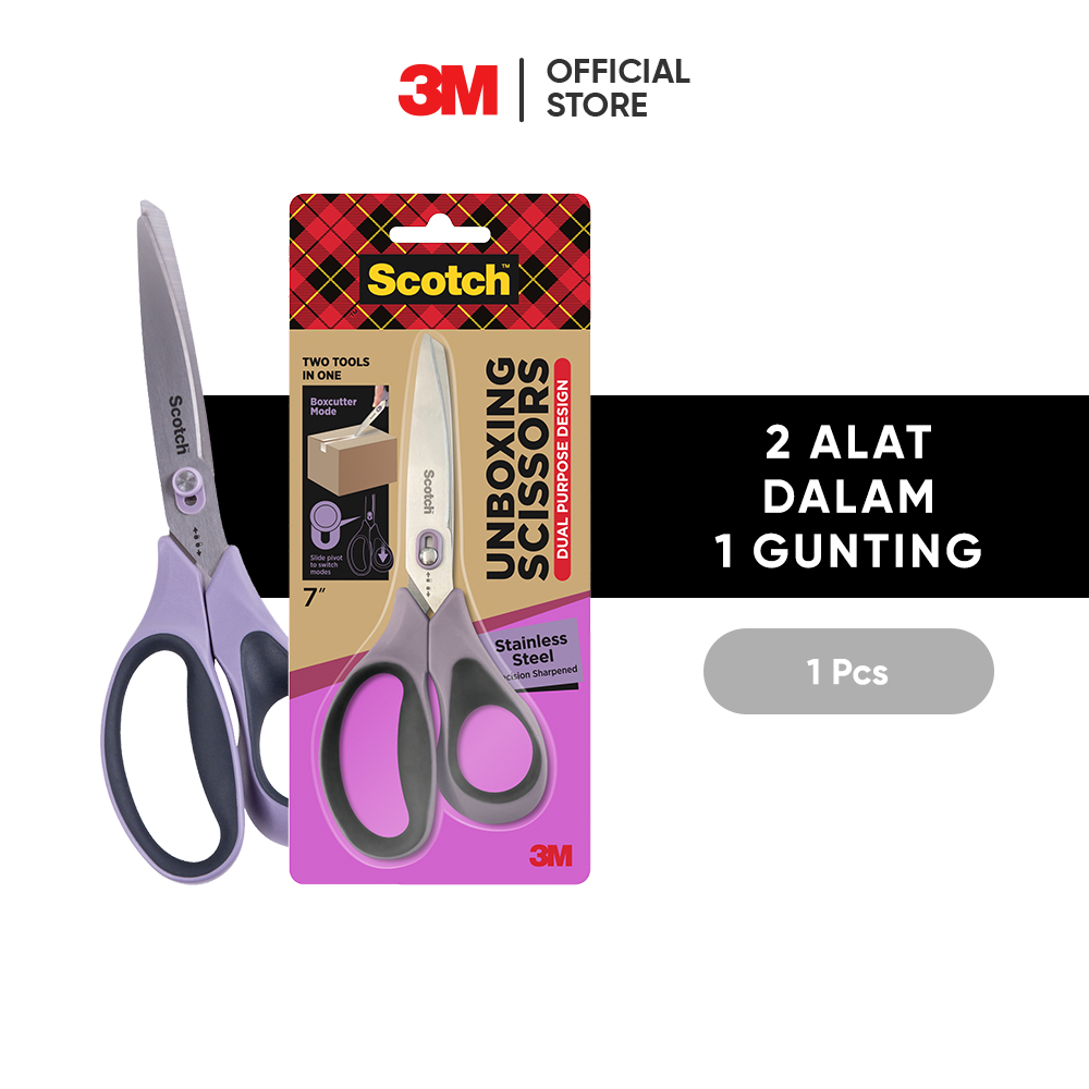 

3M™ Scotch™ Scissors Unboxing , 2 Alat dalam 1 gunting, 1 pc, Ungu, Untuk memotong berbagai kebutuhan