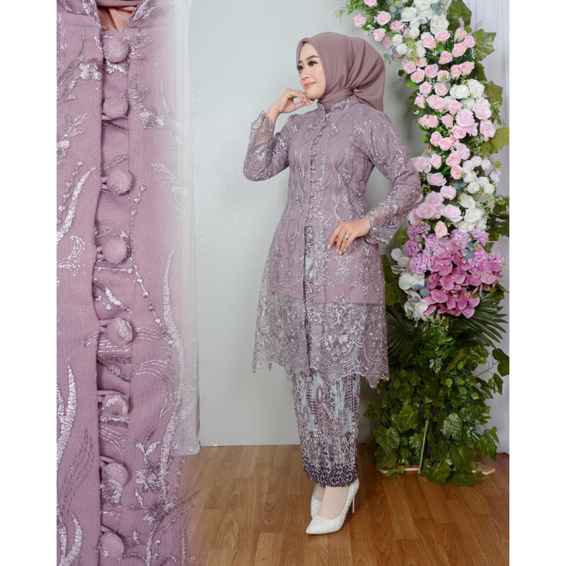 TUNIK KANCING DEPAN - TUNIK TULLE - KEBAYA PESTA - SET TUNIK TULLE - SETELAN KEBAYA BROKAT - KEBAYA 