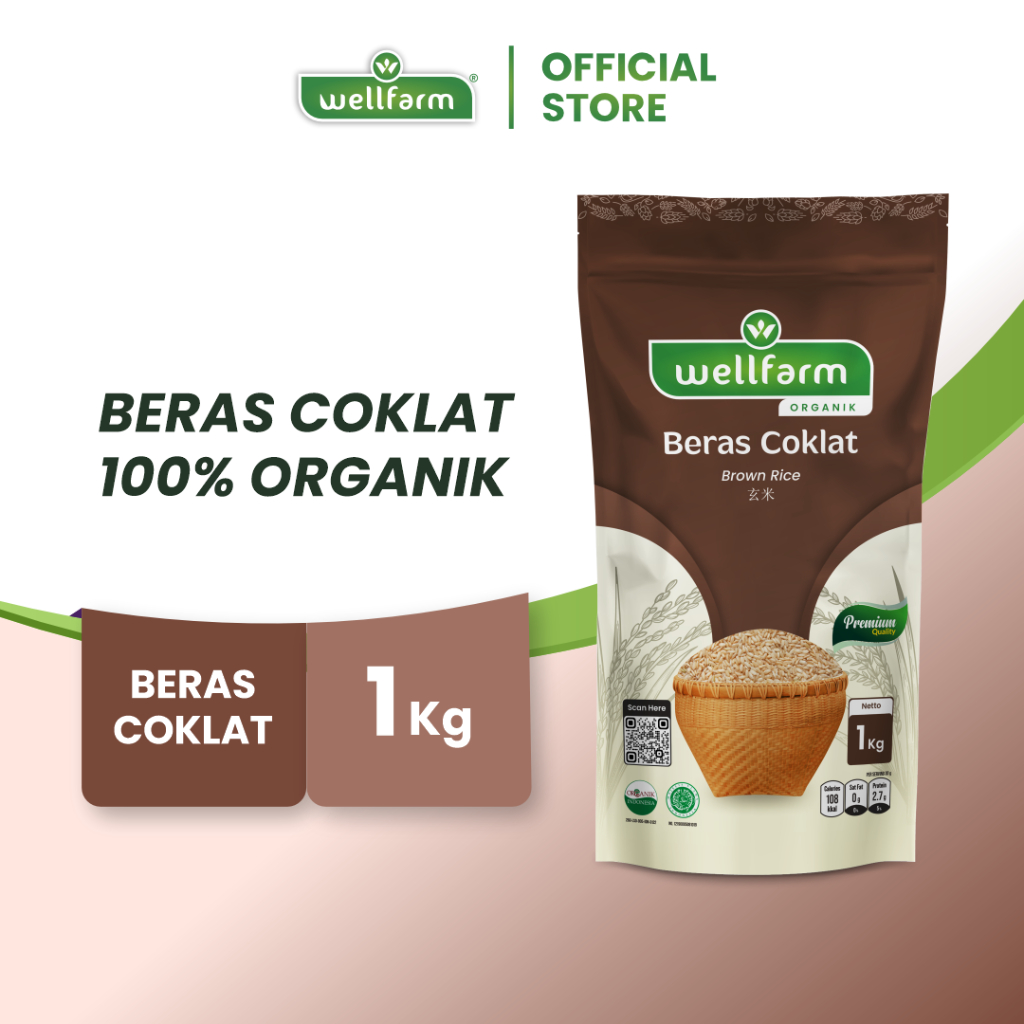 

Wellfarm Beras Coklat Wangi Organik 1Kg Super Premium Kualitas Ekspor Bersertifikat