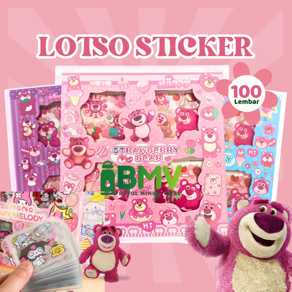 

Sticker Lotso 100 pcs Waterproof Strawberry Bear