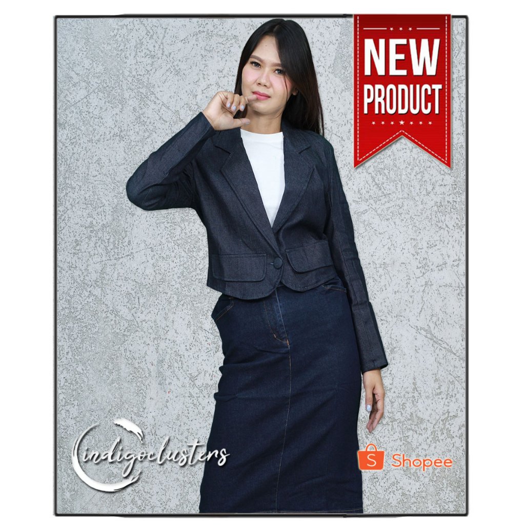 Miyoshi MY23OW002BDV Woman Croped Denim Blazer