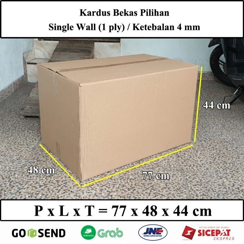 

PAKET 10 Kardus Bekas Pilihan untuk packing/ Ukuran Besar / Ukuran PxLxT = 77 x 48 x 44 cm