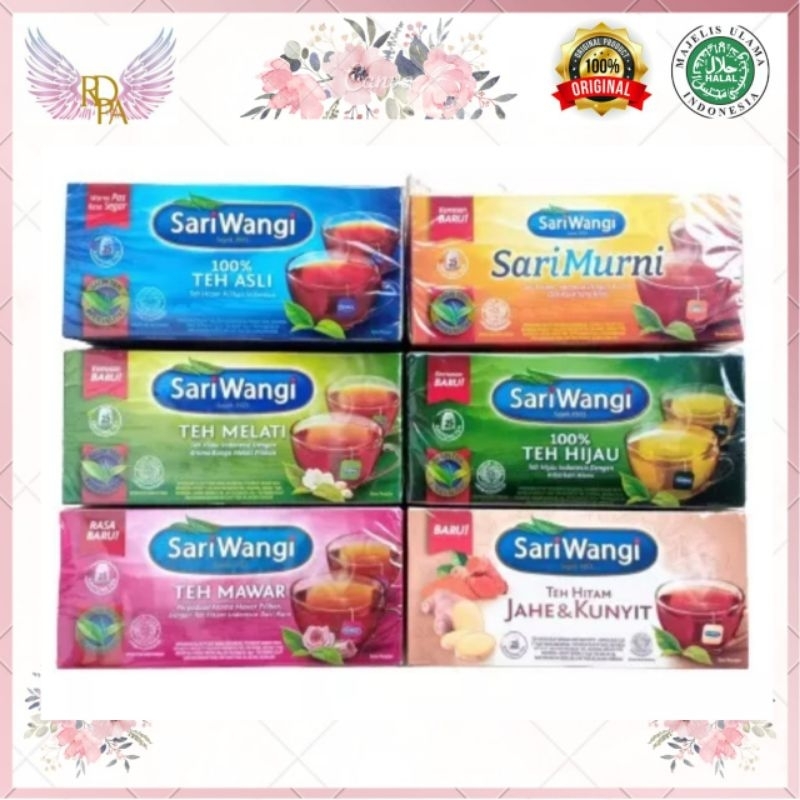 

Teh Sariwangi Celup All Varian. Teh Sariwangi Melati, Jahe Kunyit, Kurma Madu, Sariwangi Teh Asli