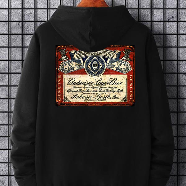 Jaket Hoodie BUDWEISER LABEL Hoodie Bahan Cotton Fleece | Pullover & Zipper | Bisa COD