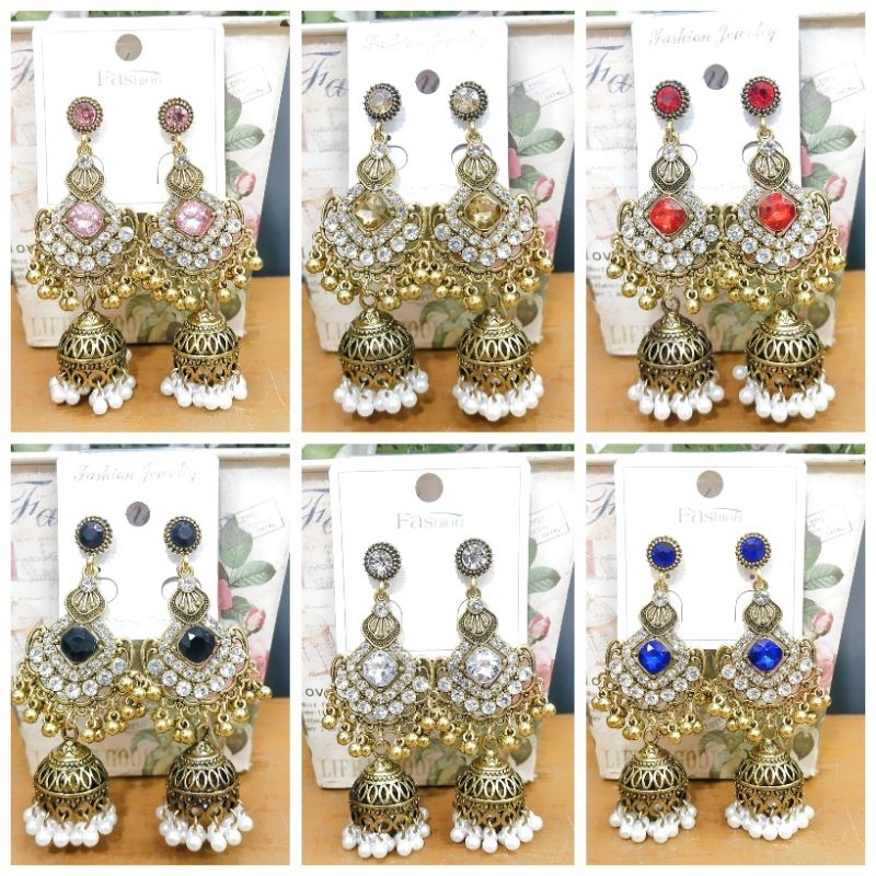 Anting Dubai / anting India / Jhumka / anting mutiara/ aksesoris india/anting anak perhiasan india