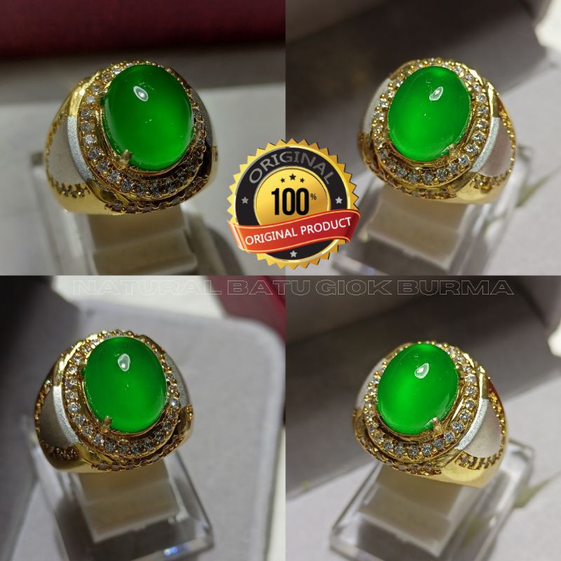Natural cincin batu permata giok burma 100% ori