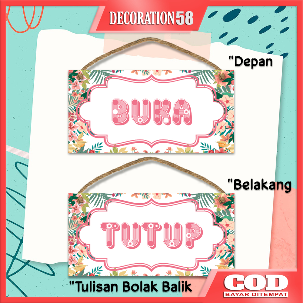 Walldecor Hiasan Pajangan Dingding Dinding Gantungan Pintu Toko / Rumah Tulisan Buka Tutup / Open Cl