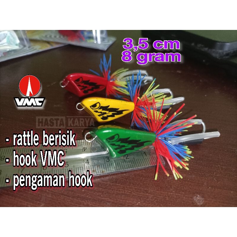 jump frog jf triangle rattle bearing berisik nyaring hook vmc lure mancing casting gabus toman 35 mm