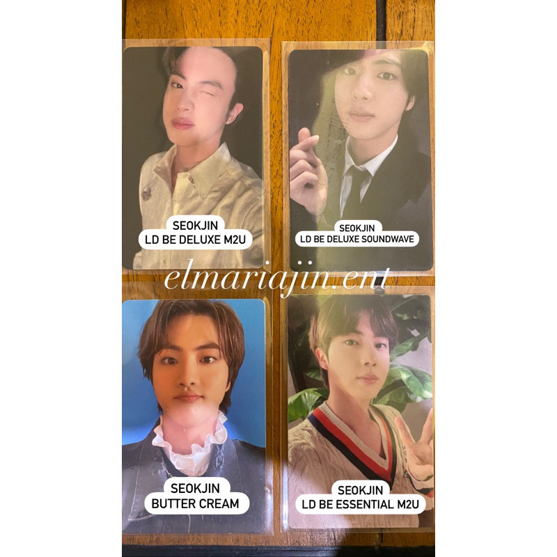 OFFICIAL PC PHOTOCARD JIN SEOKJIN LD LUCKY DRAW BE DELUXE & ESSENTIAL M2U SOUNDWAVE / BUTTER CREAM J