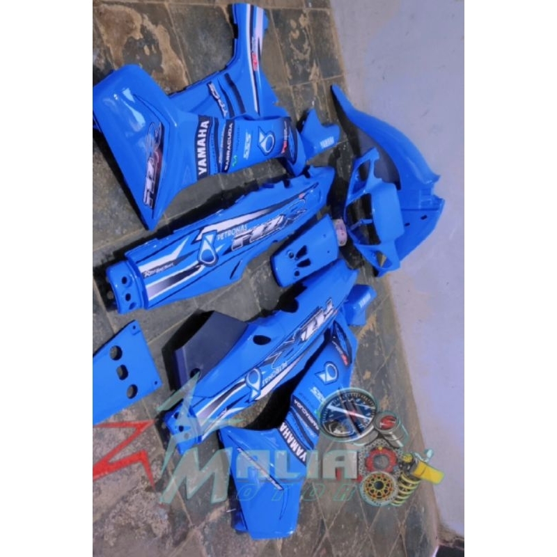 cover body bodi yamaha fiz r full set halus custom petronas biru, body yamaha fiz r custom petronas 