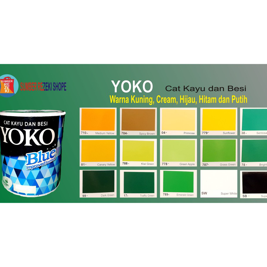 

Laris Cat Minyak Besi,kayu,Plastik Warna Kuning,Hijau,Cream,Hitam,Putih YOKO Avian Brands