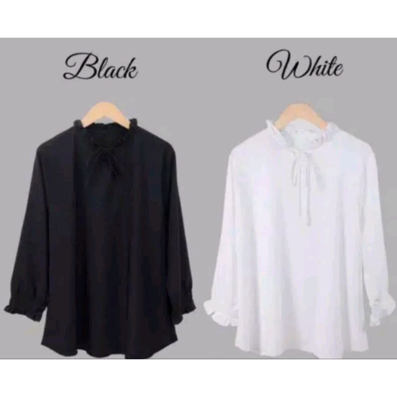 ATASAN  WANITA JUMBO HITAM PUTIH XXXL LD 120 ATASAN KERAH