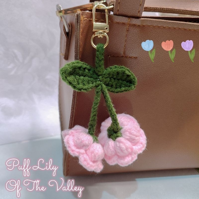 Gantungan Kunci Bunga | Crochet Puff Lily Of The Valley | Rajutan Bunga | Gantungan Kunci Rajut | Cr