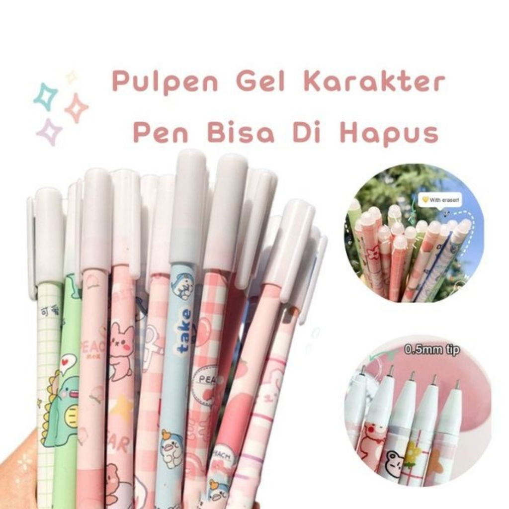 

[Hitam] Pulpen Gel Pena Bisa Hapus Bolpoin Erasable Pen Estetik Anak Sekolah Ballpoint Bolpen Karakter Tinta Viral