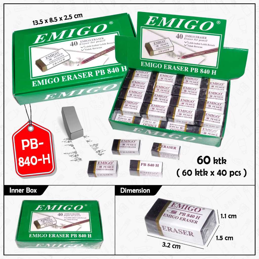 

Penghapus Karet Emigo isi 40Pcs | Wenmart Pusat Grosir ATK dan Stationery Impor