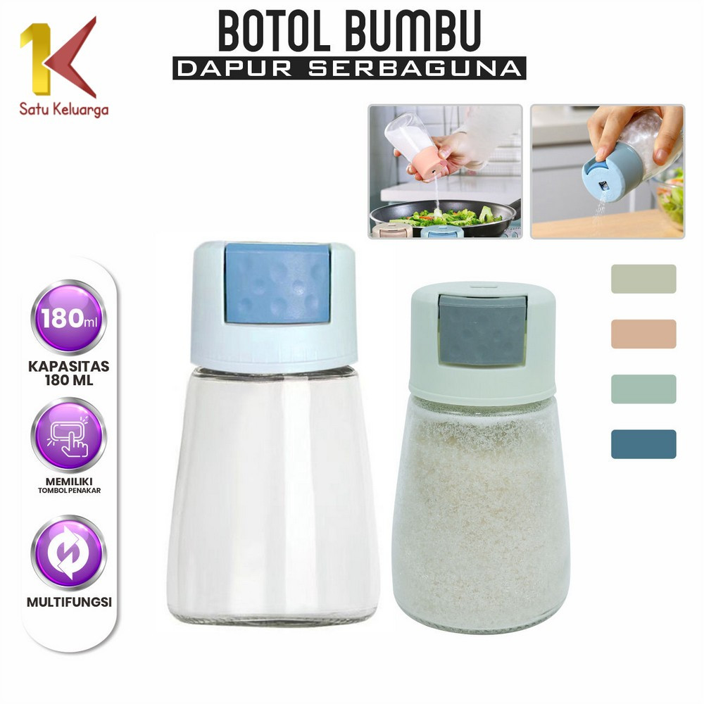 Satu Keluarga Botol Bumbu Kaca Dapur C578 Toples Penyimpanan Garam Gula Dapur / Toples Bumbu Tabur M