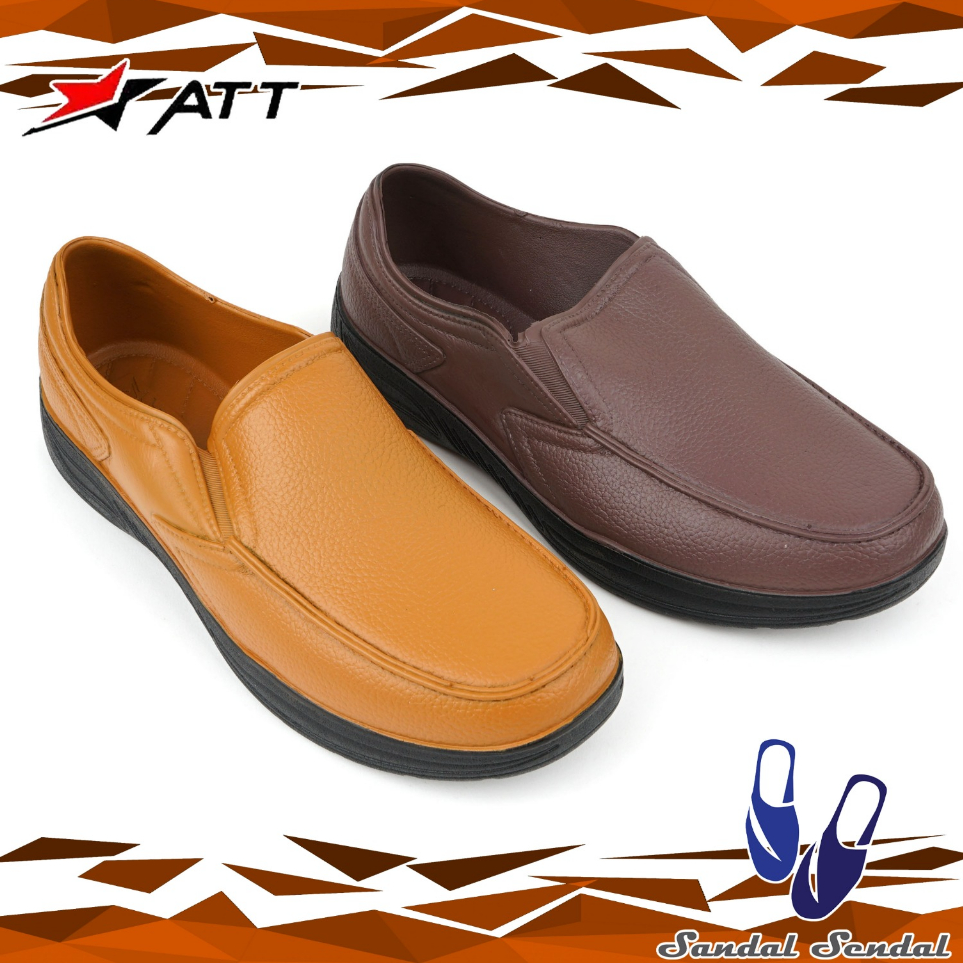 Sepatu Pantofel Pria ATT AB 684 Coklat Tua, Coklat Muda [KODE H3A9]