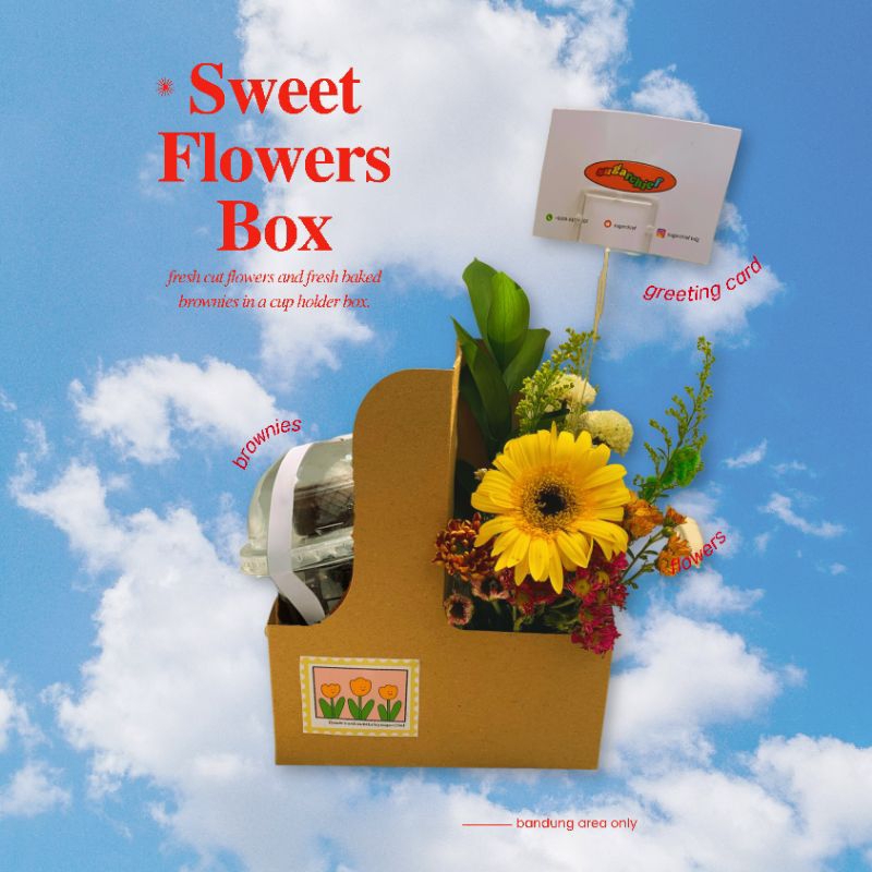 

Sweet Flowers Box | Box Bunga Dengan Brownies | Bunga Coffee-Carier | Takeaway Box Bunga Flower Brownies