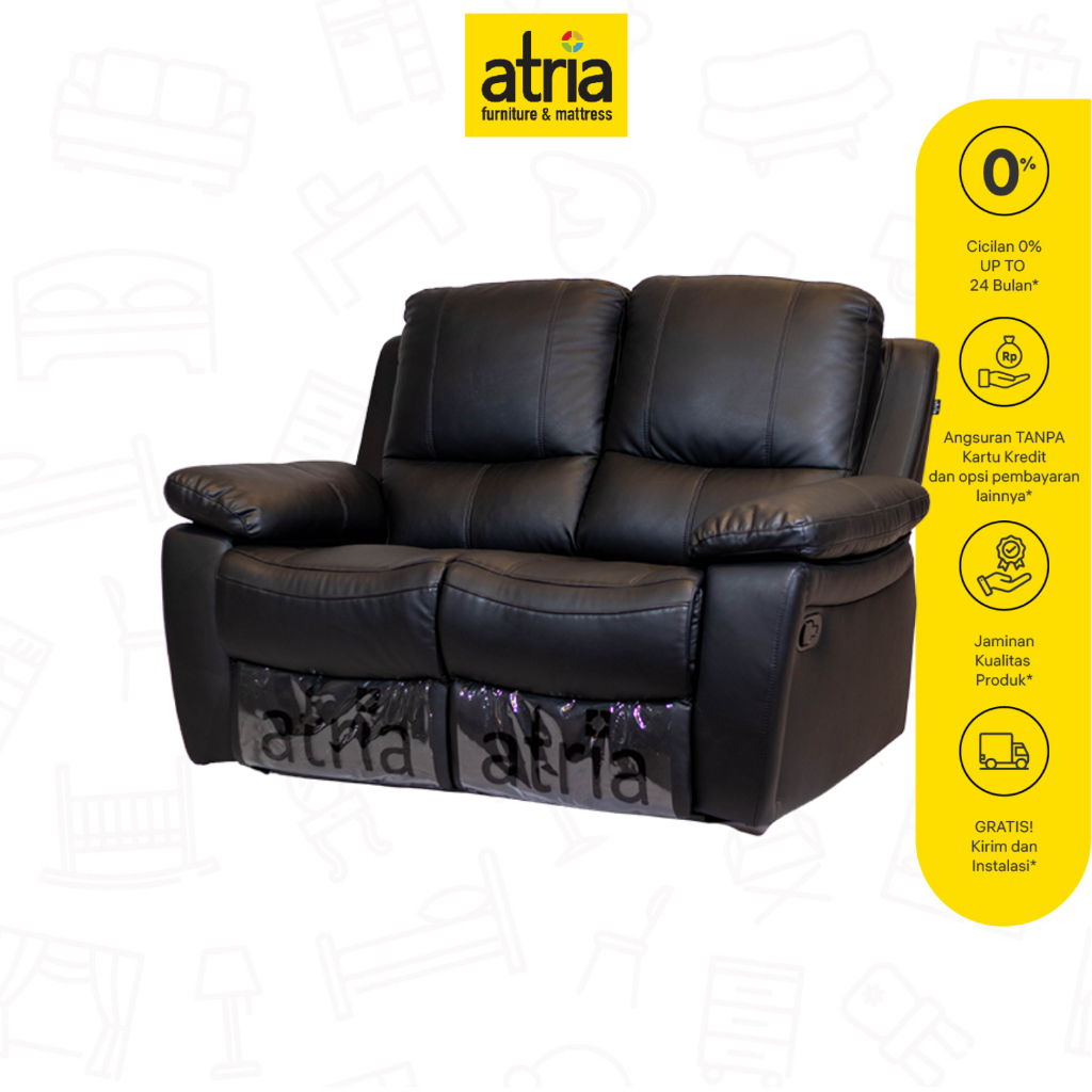 Atria Sofa Recliner Livana Black 2 Seat Black/Tan