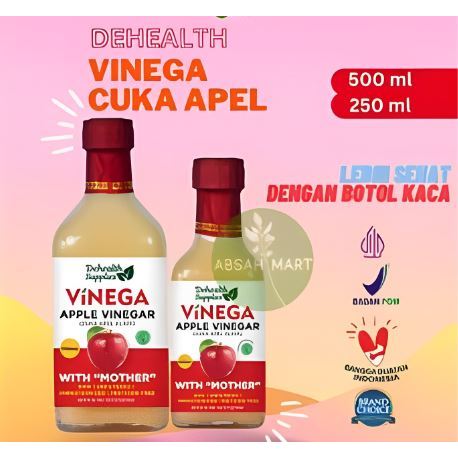 

READY STOK !!! Vinega Dehealth Supplies 500 ML CUKA APEL APPLE VINEGAR 500 ml STOK TERBATAS KEMASAN TERBARU BOTOL PLASTIK