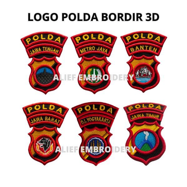 Logo Polda Jabar/ Metro Jaya/ Banten/ Jateng Timbul / BORDIR 3D