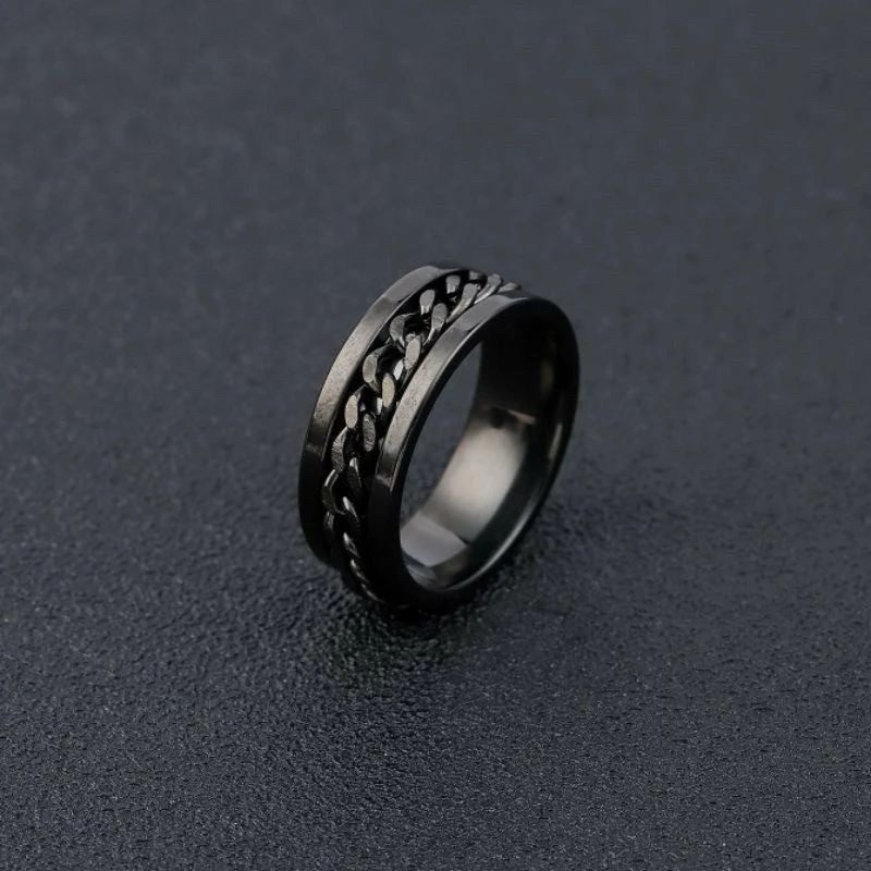 RK Chain Ring By The Goats Dept / Cincin Titanium Stainless Anti Karat Rantai Berputar viral cewe