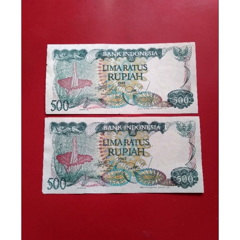 Uang Kertas Kuno 500 Rupiah seri BUNGA BANGKAI