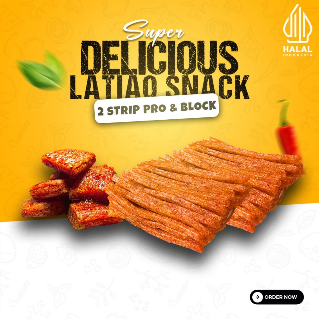 

[PAKET LATIAO] Block (20 pcs) + Strip Pro (2 Pcs) | CEMILAN SNACK VEGETARIAN GLUTEN LATIAO | HALAL