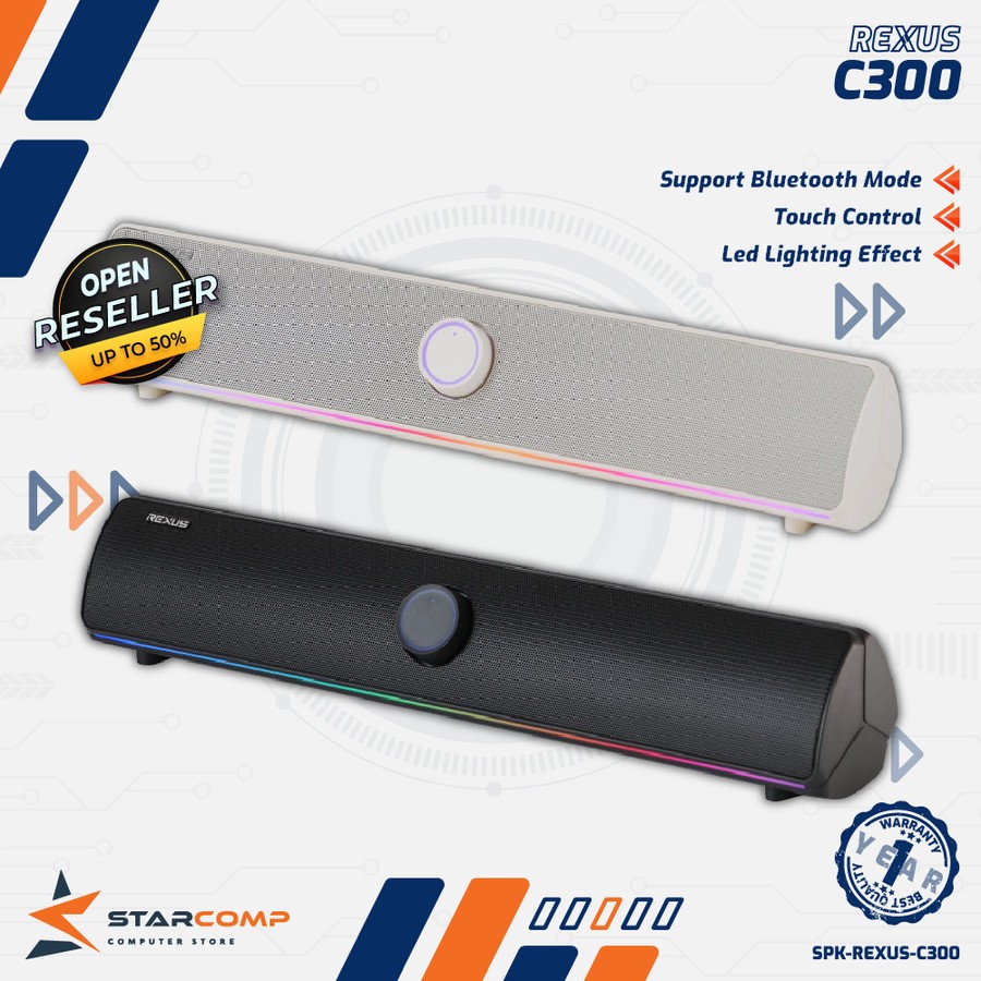 Speaker Soundbar Bluetooth RGB LED Rexus Astro C300 - Rexus C300