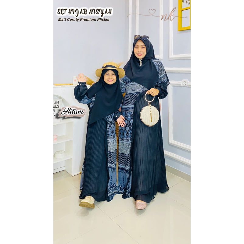 Gamis set hijab aisyah couple ibu dan anak Ori NK Nazwa
