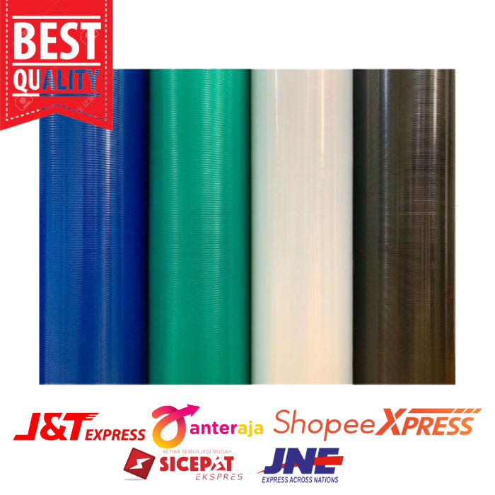 [BACA DESKRIPSI] Penutup Pagar Rumah / Fiber Penutup Pagar Motif GARIS Cokelat Putih Biru Hijau Teba