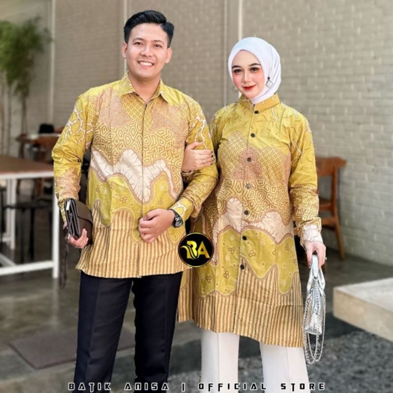 (bisa ecer) couple batik tunik busui kemeja kerah Shanghai anisa