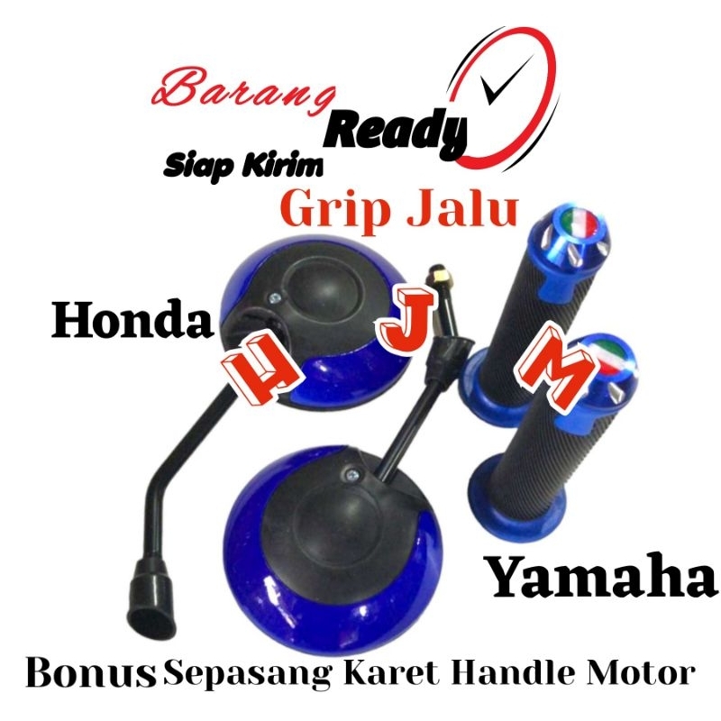 Spion Paket Motor Model Scoopy Bulat Black Blue Grip Jalu
