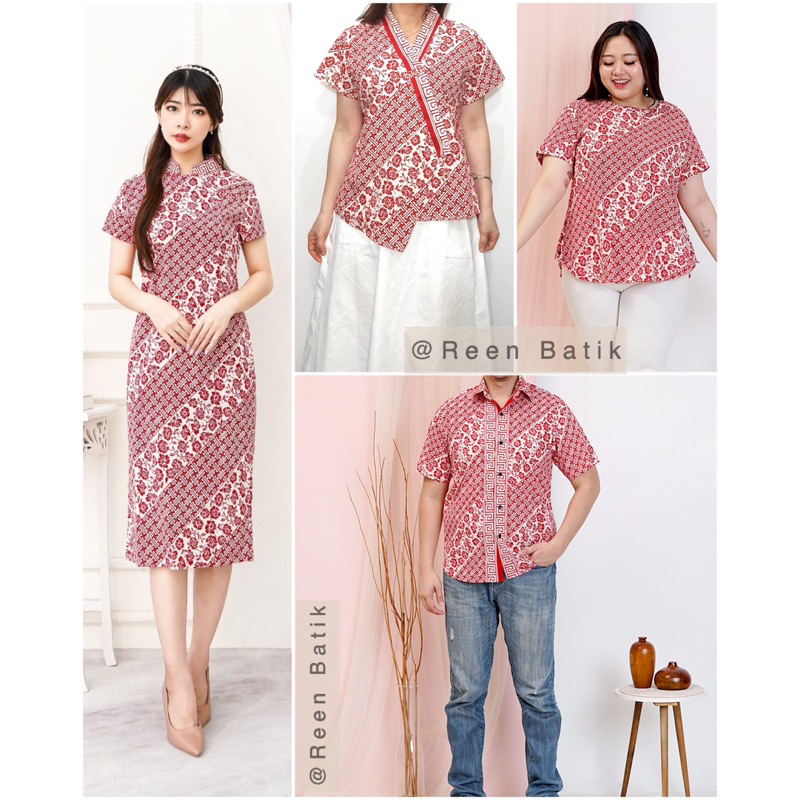 Couple Batik Cheongsam Edisi Imlek warna Merah, Arini#