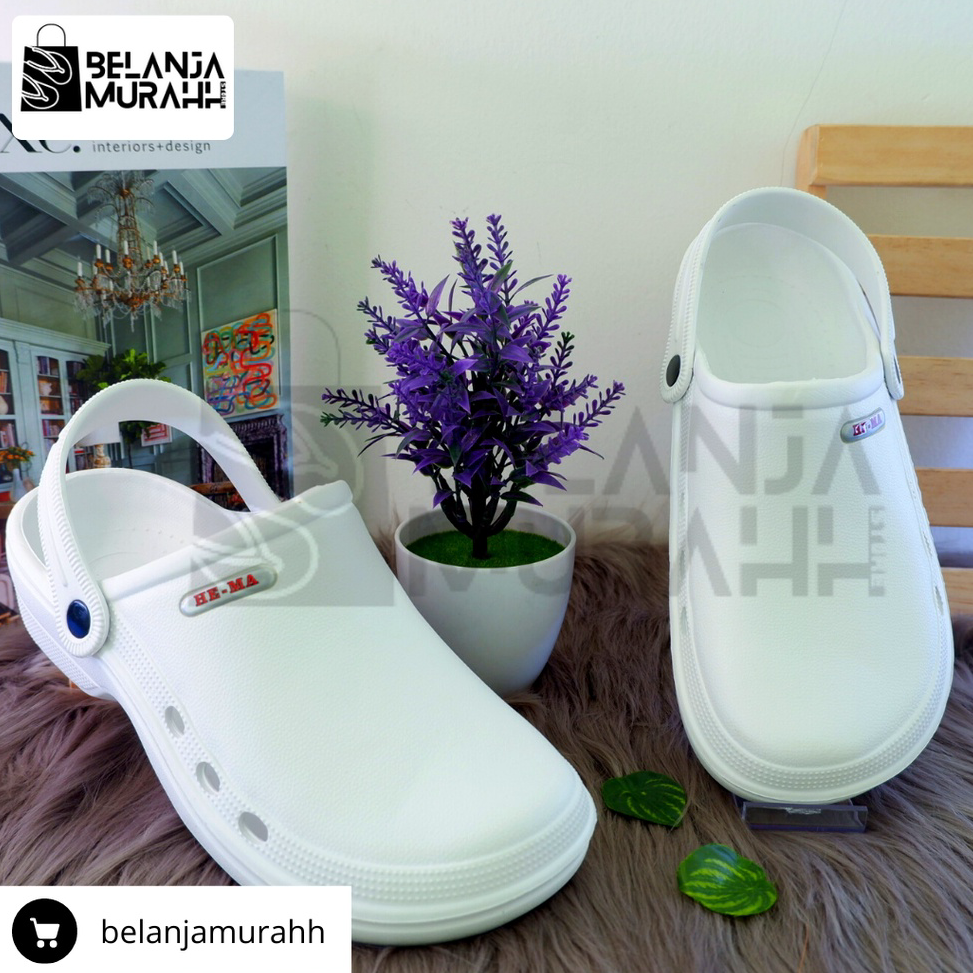 Diskon Sandal Sepatu Model CROCS Putih Sandal KODOK HE-MA Putih Sandal Baim Sendal PERAWAT/ Sandal M