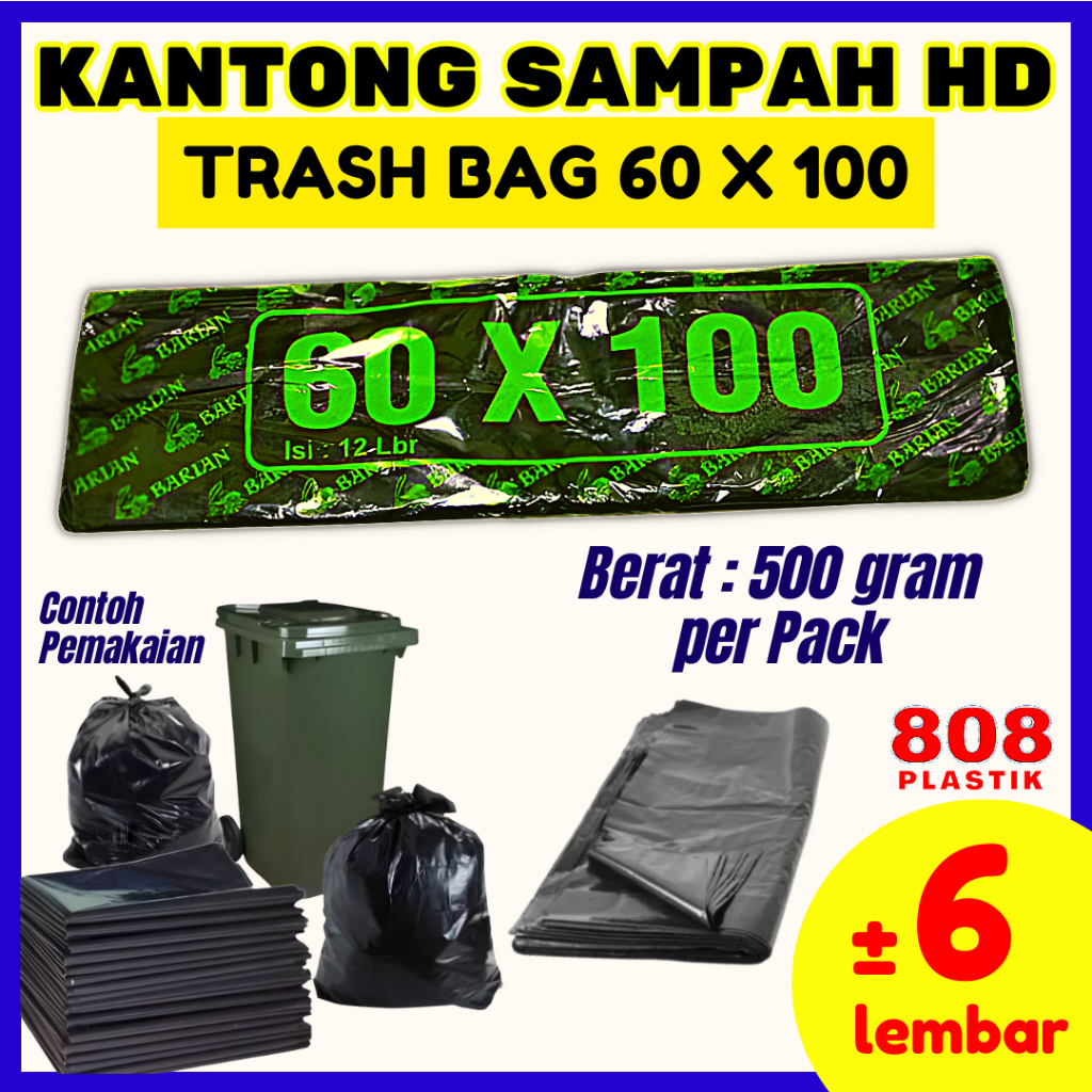 

Plastik HD Sampah Hitam 60 X 100 CM / Trash Bag 500 Gram - 60x100