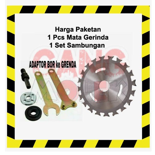 Mata Gerinda Kepala Gergaji Tangan Listrik Dua Mata Double 40T + Arbor Sambungan Bor Ke Gerinda
