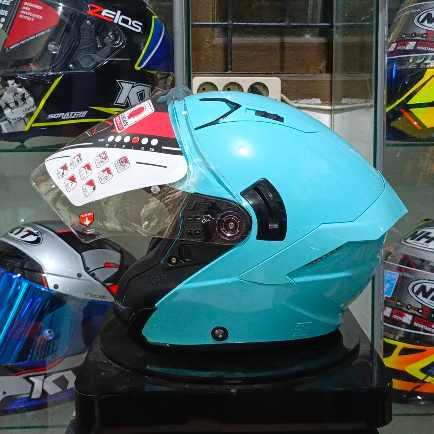 HELM KYT NFJ PLAIN AQUA BLUE HELM HALF FACE KYT NFJ